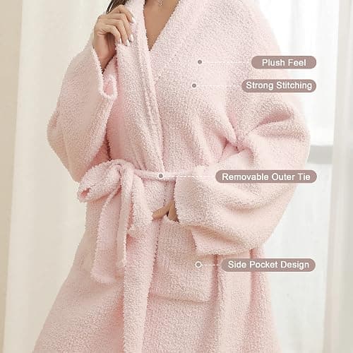 bearberry Cozy Robe Lightweight Soft Plush Bathrobe with Pockets for Women thumbnail 2