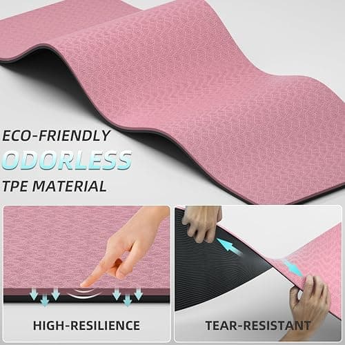 Extra Long & Wide Yoga Mat for Tall Men & Women,76''x32.6''x7mm - High Density TPE Non-Slip Both Sides, Lightweight 1.1kg with Superior Cushioning for gymnastics, Pilates, Home, Workout thumbnail 4