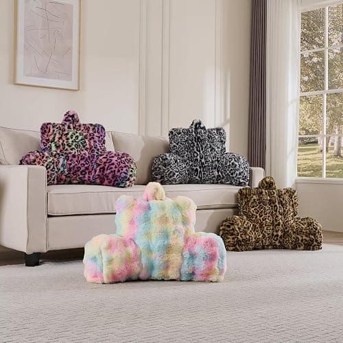 Animebody Reading Pillows for Boyfriend Adult,Velvet Back Pillow Bed Wedge Large, Back Rest Support Cushion for Sitting Up in Bed/Couch for Bedrest 18inch-Leopard Brown thumbnail 9