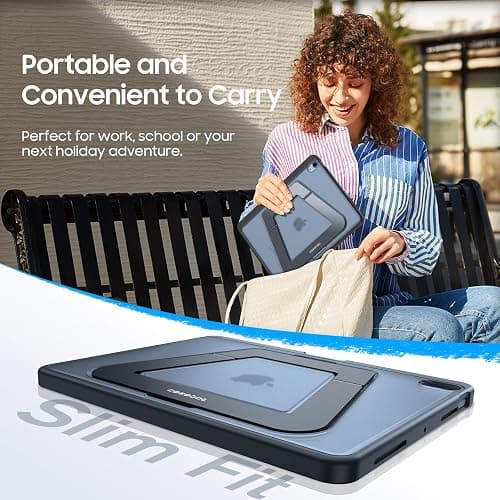 Fintie Shockproof Case for iPad Air 11-inch M3 (2025) / M2 (2024), iPad Air 5th (2022) / 4th Generation (2020) 10.9 Inch - Slim Frosted Hard Cover with Multi-Angle Kickstand & Pencil Holder, Black thumbnail 8