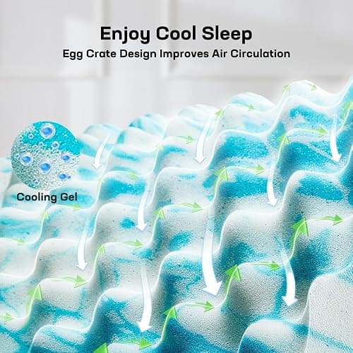 Marsail Full Size 3-inch Egg Crate Memory Foam, Mattress Topper with Infused Cooling Gel for Sleeper Sofa, RV, Camper, CertiPUR-US Certified thumbnail 2