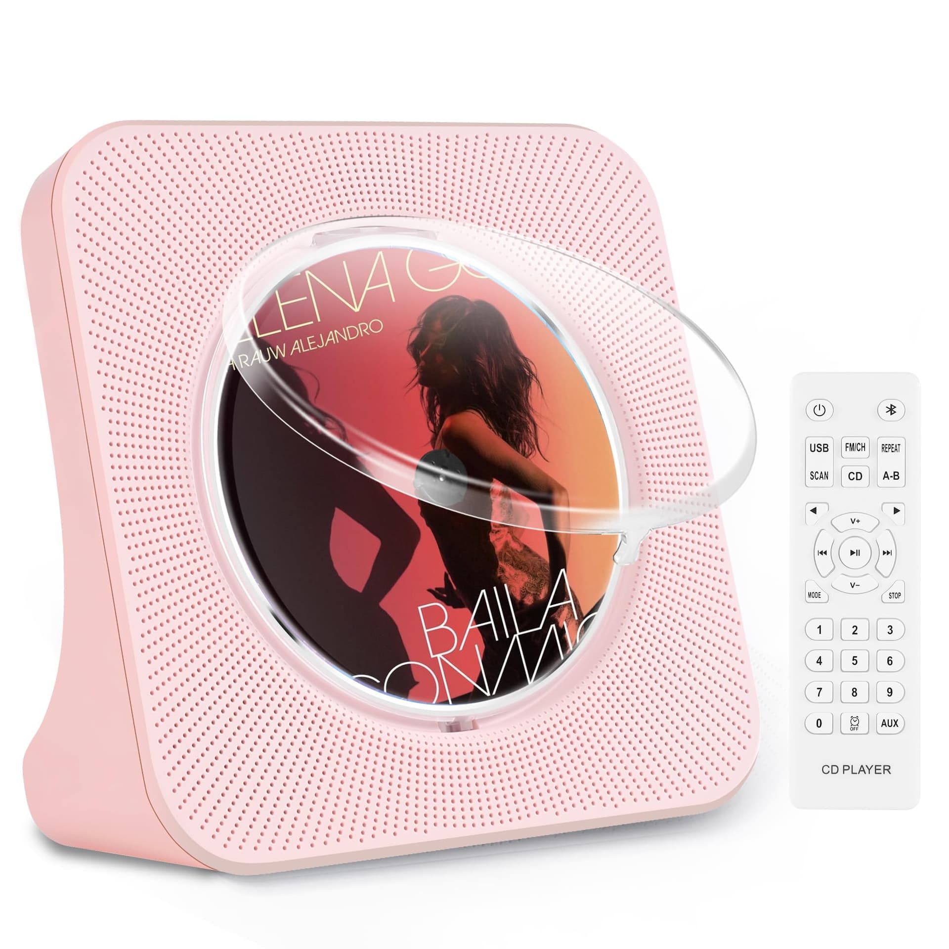 Pink CD Player Bluetooth, Portable Desktop CD Player with Speakers | Kpop Music Boombox with Bluetooth/FM Radio/AUX/USB Input, Timer Setting, LED Display, Small Cute CD Player Gift for Kids - Image 1