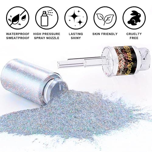 Hair and Body Glitter Spray, 1PC Glint-Rainbow Glitter Hairspray Dry Powder Makeup for Clothes, Festival Rave Prom Loose Sparkle Powder,Holographic Ultra Fine Resin Glitters for Crafts (Glint-Rainbow) thumbnail 4