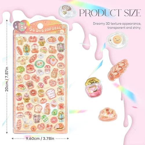 3D Cute Puffy Sticker Cartoon Rabbits Bears and Bread Themed Mini Stickers Funny Orange Small Bubble Decorative Decals for Scrapbook Journal Water Bottle Decorations thumbnail 2