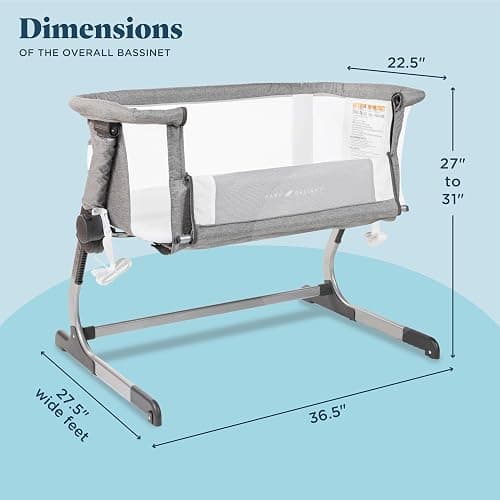 Baby Delight Beside Me Dreamer Bassinet | Bedside Sleeper | 7-Position Height Adjustment | Charcoal Tweed thumbnail 3