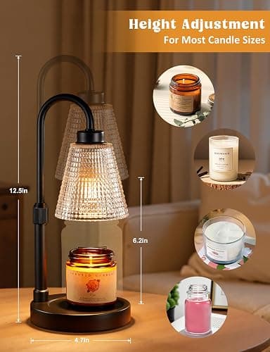Innqoo Candle Warmer Lamp with Timer, Dimmable Candle Warmer for Jar Candles, Height Adjustable Wax Melts Warmer, Birthday Gifts for Women Mom, House Warming Gifts New Home Decor thumbnail 2