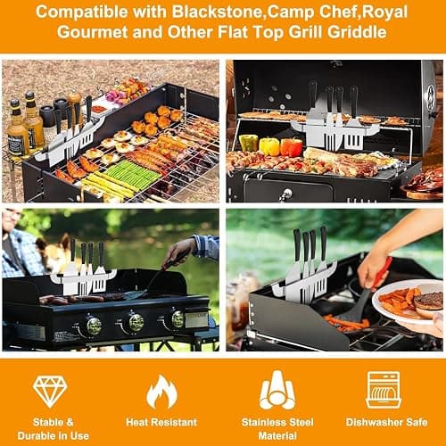 10 Inch Griddle Spatula Holder Magnetic Design, Stainless Steel Grill Barbecue Tool Rack, Griddle Accessories for Blackstone Flat Top Griddle and Other Grill Griddles (2 Pcs) thumbnail 7