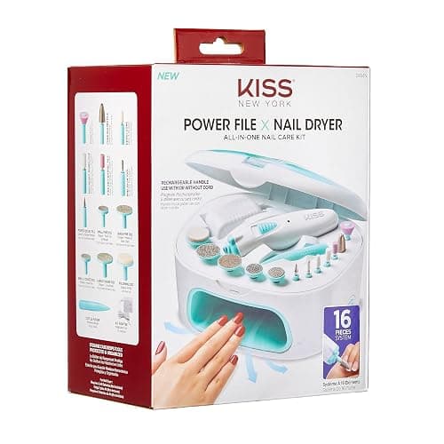 KISS Professional, Electric Nail Drill/Electric Nail File & Nail Dryer System, Includes 12 attachments, cuticle pusher, A/C adapter, storage case - White - 15 Piece Set thumbnail 3