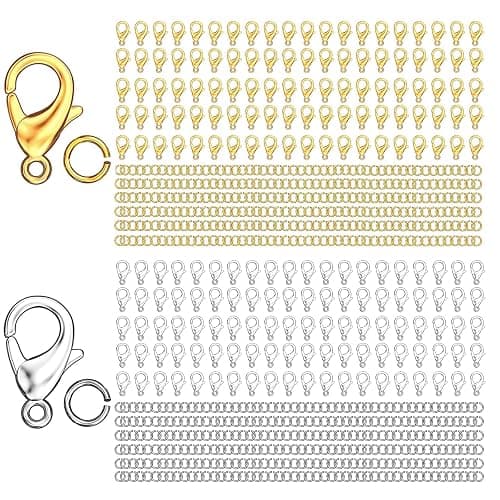 MKCYD 700Pcs Lobster Claw Clasps and Open Jump Rings Set, 14K Gold and Silver Necklace Clasps and Closures Lobster Parrot Trigger Clasp for Jewelry Making - Image 1