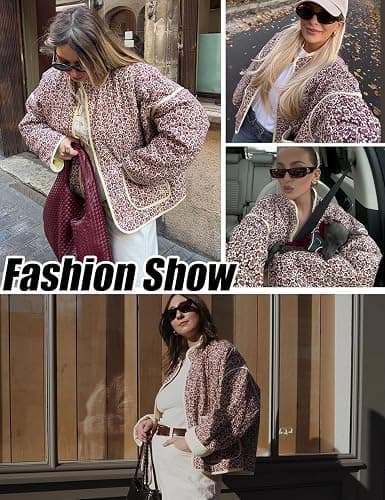 Yimoon Women's Cropped Puffer Quilted Jacket Vintage Floral Print Open Front Lightweight Short Jacket Outerwear thumbnail 5