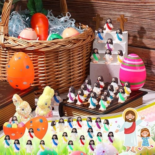 Sumind 50 Pcs Little Jesus Figures Christmas Mini Pocket Jesus Figurines Bulk Original Design for Xmas Hide and Seek Religious Party Favors Sunday School Baptism Gifts(Bright Color) thumbnail 2
