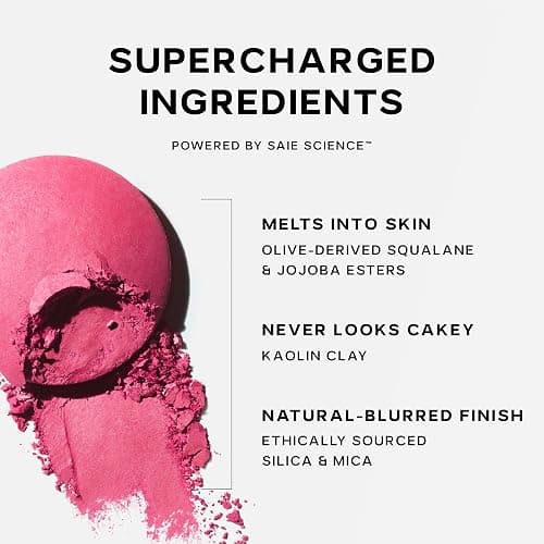 Saie SuperSuede Baked Blush - Talc-Free Powder Blush for Cheeks Infused with Hyaluronic Acid, Glycerin + Squalane - Hydrating Face Makeup for a Natural, Diffused Flush of Color - Grazie (0.1 Ounce) thumbnail 9