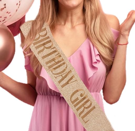 Shimmer Anna Shine Glitter Birthday Sash for Women (Rose Gold Glitter) - Rose Gold Glitter thumbnail 2