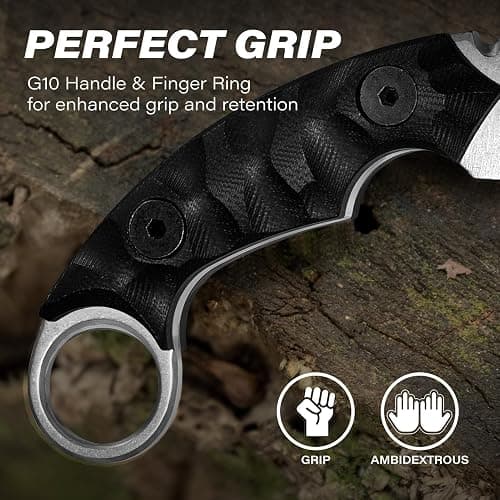 Dispatch Tactical Fixed Blade Knife, 5cr15mov Steel Blade G10 Handle, Full Tang Double Edged Sharp Claw Knife, EDC Utility Knives for Outdoor Survival Hiking Camping with Kydex Sheath thumbnail 5