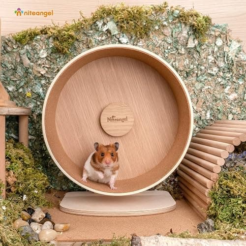 Niteangel Wooden Hamster Exercise Wheel: - Silent Hamster Running Wheel for Hamsters Gerbil Mice and Other Similar-Sized Small Pets (M) thumbnail 6