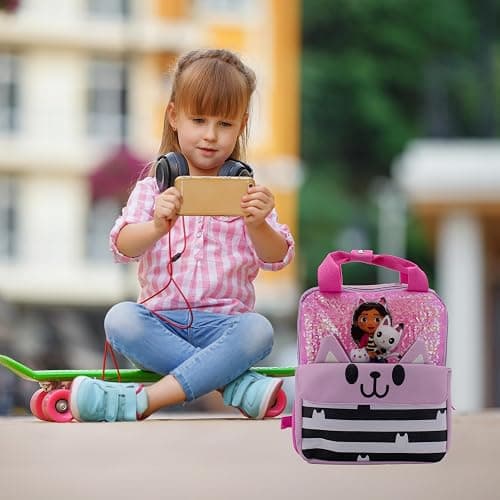 AI ACCESSORY INNOVATIONS Gabby’s Doll House 12” Mini Backpack for girls, Flip Sequin School Bag for Preschool, Pandy Paws Flap Pocket w/3D Ears thumbnail 6