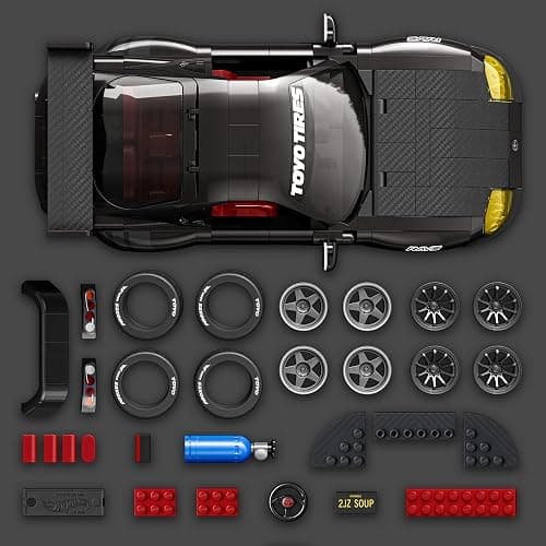 Mattel Brick Shop Hot Wheels '94 Toyota Supra MKIV Set de construcción | 824 piezas, detalles realistas, pegatinas, coche metálico a escala 1:64, coleccionistas adultos y niños 10+, JKG40 thumbnail 4