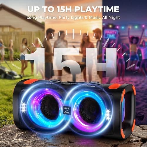 SunTrok Party Bluetooth Speaker: 300W Peak Powerful Loud Stereo Sound Deep Bass, Large Portable Wireless Speakers with Subwoofer, TWS Dynamic Light Show 15H Playtime for Outdoor Camping Backyard Beach thumbnail 5