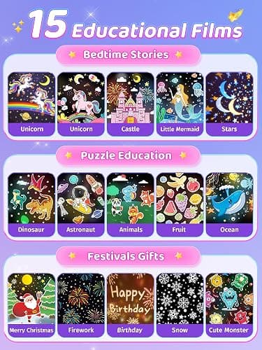 Carousel Night Light for Kids,15 Music+15 Films+315 Colors Star Projector for Kids Night Light Projector,360°+Remote+1200mah Unicorn Toys for Girls Room Decor,Autism Toys,Toddler Gifts for Girls Baby thumbnail 4