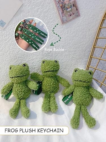 BCIULASL Cute Keychain Frog Plush Keychain Accessories Kawaii Keychains for Backpacks, Bags, Purse, Phone, Car Key Ring, Birthday Christmas Valentines Day New Year Gifts for Men Women thumbnail 3