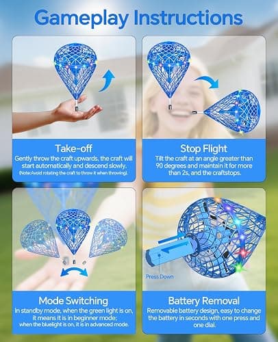 Speokoy Flying Bouncing Orb Ball Toy(3 Replaceable Batteries),Cosmic Flying Orb Ball Motion-Control Hover Spinner with 3D Flips,Hand Drone Orbit,Gift Toys for 6 7 8 9 10+ Year Old Boys Girls Teens(L) thumbnail 3