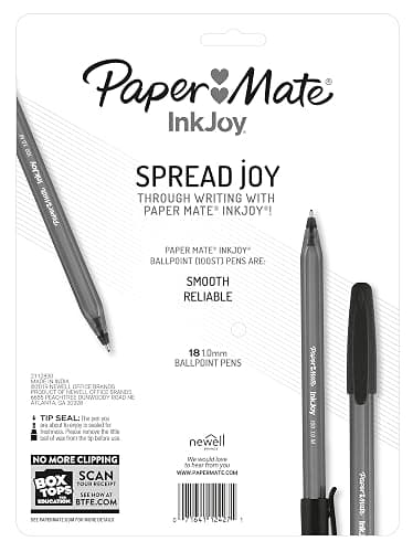 Paper Mate InkJoy 100ST Ballpoint Pens, Medium Point (1.0mm), Black, 18 Count thumbnail 3