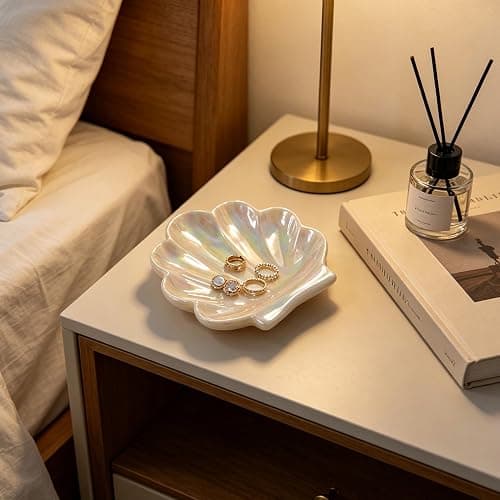 TIGERMILLION Shell Trinket Dish, Ceramic Ring Holder/Jewelry Tray, Cute Organizer Plate Vanity Decorations Accessories for Home Décor Bathroom Valentine's Christmas Birthday Mothers Day Gift for Women thumbnail 6