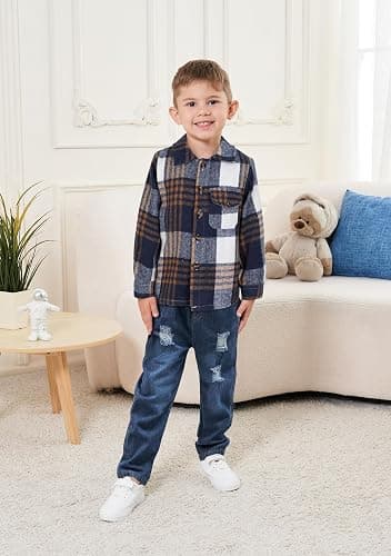 FoWear 3Pcs Toddler Boy Clothes Botton Down Shirt and T-Shirt with Pants Toddler Boys Winter Clothes thumbnail 3