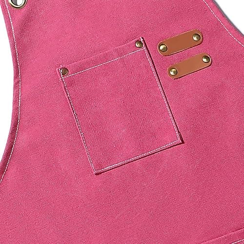 AFUN Chef Aprons for Men Women with Large Pockets, Cotton Canvas Cross Back Heavy Duty Adjustable Work Apron, Size M to XXL (Pink) thumbnail 4