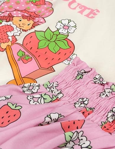 Strawberry Shortcake Girls Square Neck T-Shirt and Smocked Skirt Outfit Set Toddler to Big Kid Sizes (2T - 10-12) thumbnail 6