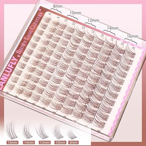 Brown Lash Clusters Natural Eyelash Clusters Invisible Band Brown Lash Extension C Curly Dark Brown Wispy Lash Extension DIY Individual Eyelash Extension by zanlufly thumbnail 5