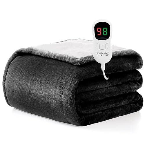 Homemate Heated Blanket Electric Throw - 50"x60" Heating Blanket Throw 1/2/4/6/8 Hours Auto-Off 10 Heat Level Over-Heat Protection Flannel Sherpa ETL Certification - Image 1