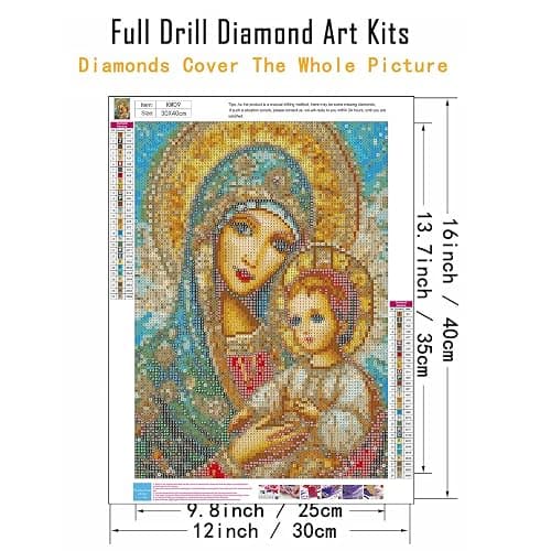 CHWGLFGG 5D Diamond Art Kits for Adults Beginners, 3 Pack Virgin Mary Diamond Painting Kits, DIY Full Round Drill Paint by Diamonds Dot Gem Art for Adults, Home Wall Decor 12x 16 Inch thumbnail 5