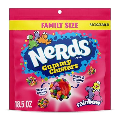 NERDS Gummy Clusters, Candy, Rainbow, Crunchy and Gummy, 18.5 oz - Image 1