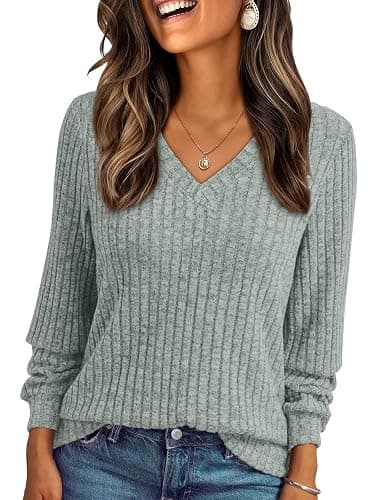 AUTOMET Womens V Neck Long Sleeve Shirt Fall Fashion Tops Tunic Dressy Casual Sweater Clothes Cute Trendy Work Outfits 2025 - Image 1