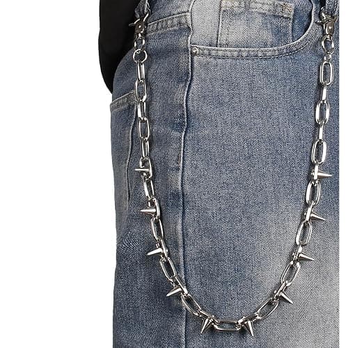 ZEKEE Wallet Chain Pants Chain Hip Hop Punk Jeans Chain Key Chain Goth Heavy Rivet Accessories for Women Men - Silver - Image 1
