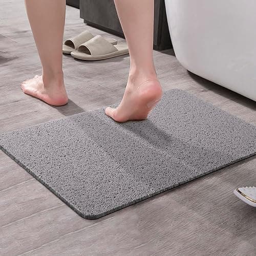 Asvin Soft Textured Bath, Shower, Tub Mat, 24x16 Inch Rectangular, Phthalate Free, Non Slip Comfort Bathtub Mats with Drain, PVC Loofah Bathroom Mat for Wet Areas, Quick Drying, Grey thumbnail 4