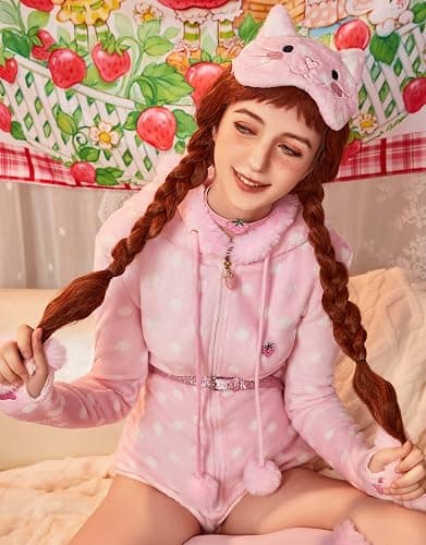 Micotaku Strawberry Shortcake Womens Bodysuit Onesie Pajama Strawberry Crunch Ice Cream Onesie thumbnail 5