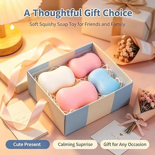 Crunchy Soap Squishy , Sensory Squeeze Stress Relief Fidget Gift for Daily Relaxation(Pink) thumbnail 6