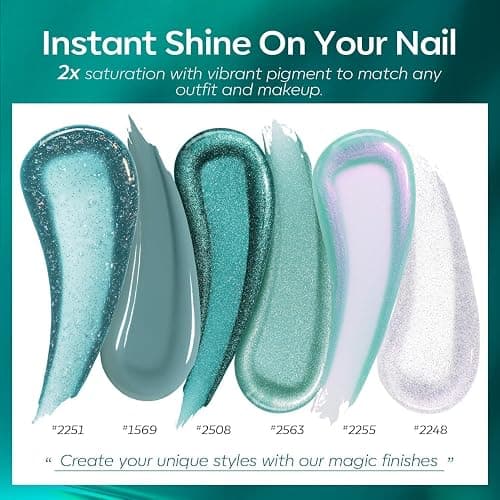 modelones Gel Nail Polish, 6 Colors Hema Free 9D Green Glass Cat Eye Sliver Green Glitter 2026 St Patricks Spring Nail Polish Kit with Magnet Soak Off LED Winter Cateye Nail Art Gel DIY Salon thumbnail 7