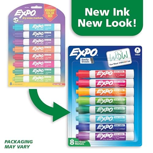 EXPO Dry Erase Markers, Low Odor Ink, Assorted Colors, Chisel Tip, 8 Count - Whiteboard, Calendar, Organization, Essential Supplies for Office, School, Classroom, Teachers thumbnail 3