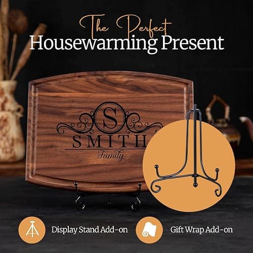 Personalized Cutting Board with Display Stand – Custom Engraved Charcuterie Board, Ideal Gift for Wedding, Housewarming, Bridal Shower, Anniversary, Birthday, Mom & Couples, Valentines Day Gifts thumbnail 8