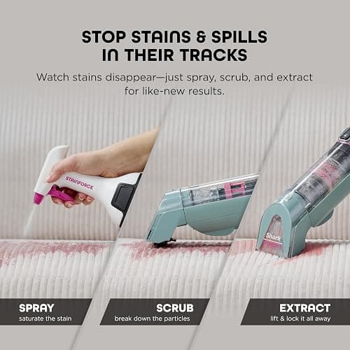 Shark StainForce Cordless Portable Spot, Stain, & Odor Remover System for Carpets, Area Rugs, Upholstery, Stairs, with Storage Caddy, Accessories, and Full-Size Cleaning Solution, HX101 (NEW) thumbnail 5