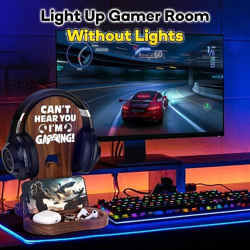 Slothoem-Gamer Gifts for Men Teenage Boy Christmas, Gamer Room Decor for Brother, Gaming Gifts for Son, Boyfriend, Husband, Gamer Room Accessories Stuff, Wooden Headset Stand - Can't Hear You I'm Gaming thumbnail 5