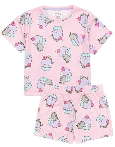 Pusheen Girls Pajama Set | 2 Pack Multicoloured Short Sleeve T-Shirt with Shorts Nightwear PJs For Kids thumbnail 4