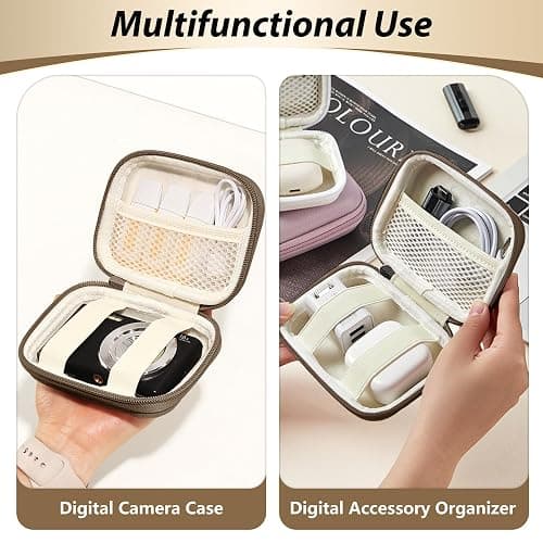 Linpr Digital Camera Case for CAMKORY, KODAK PIXPRO FZ45/FZ55, Canon IXUS 285 HS, Lecran, Small Travel Compact Camera Holder with Mesh Pocket for Accessories SD Card (Brown) thumbnail 7