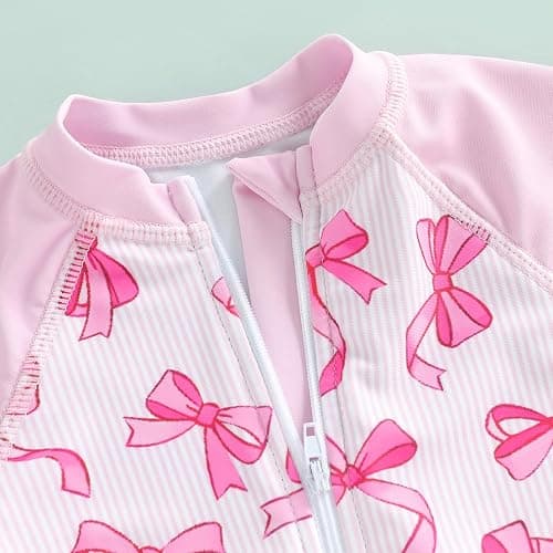 kacubwyy Toddler Girls Swimsuit Rash Guard Long Sleeve Baby Girl Bathing Suit One Piece Swimwear Little Kids Beach Outfit thumbnail 5