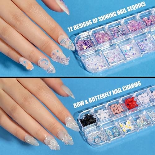 Teenitor Acrylic Nail Kit With Chrome Powder, Almond Tips, Art Brushes, Charms, 3D Gel, Tools, Stand - Beginner Set thumbnail 6