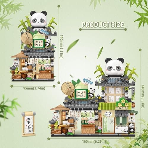 Street View Tea Shop Mini Building Blocks, MOC Creative Building Toys Cute Panda Animals Building Set for Girls 6-12, Simulation Architecture Construction Toy, Gift Idea for Kids Adults (860PCS) thumbnail 2