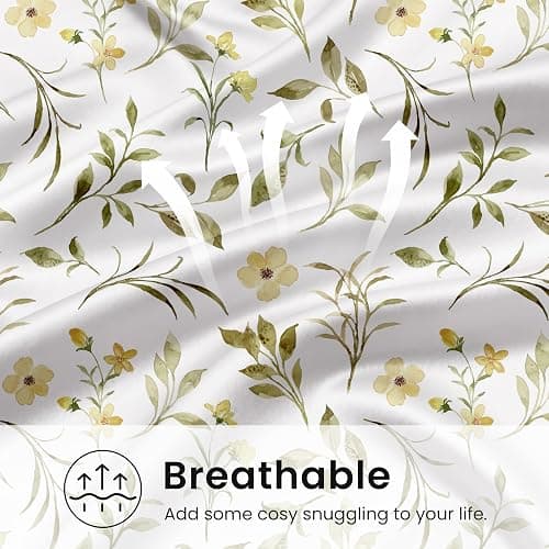 EXQ Home Satin Pillowcase for Hair and Skin Queen - Printed Yellow Sprig | Satin Pillow Cases Set of 2 with Envelope Closure, Gifts for Women Men thumbnail 7
